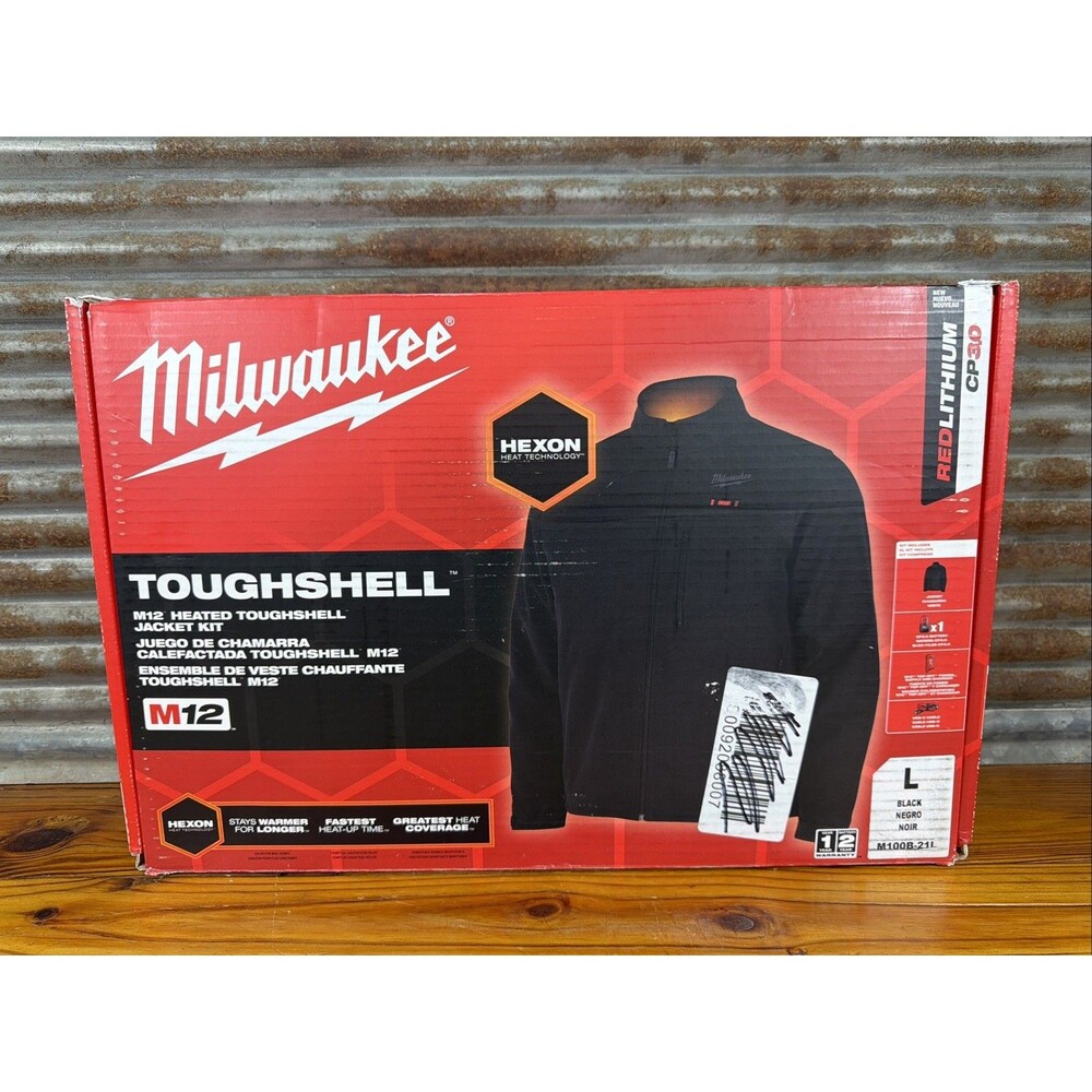 Milwaukee Men's Large M12 12V Cordless Tough Shell Black Heated Jacket Kit